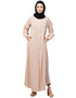 Trendy Basic abaya with front opening and hidden placket in the Shade Skin