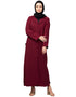 Women Abaya with coat-style collar and self-fabric buttons In the Shade Maroon