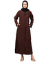 Islamic Abaya with coat collar and buttoned In the Color Brown